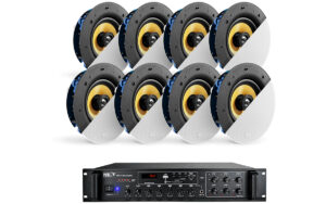 NEXT Audiocom 8 C5Pro Premium Ceiling Speaker Set With MX350 6-Zone Mixer Amplifier