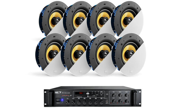 NEXT Audiocom 8 C5Pro Premium Ceiling Speaker Set With MX350 6-Zone Mixer Amplifier